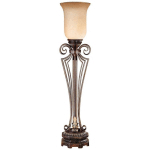 LAMPE DE TABLE LAMPE D'APPOINT LAMPE DE CHEVET ACIER VERRE AMBRÉ BRONZE H 98 CM