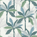 PAPIER PEINT INTISSÉ TROPICAL POUR ENTRÉE ORIGINAL | PAPIER PEINT JUNGLE VERT BLEU & BLANC | TAPISSERIE PLANTE IDÉALE POUR SALON - 10,05 X 0,53 M