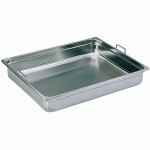 BAC GASTRONORME PLEIN INOX - AVEC ANSES ESCAMOTABLES - GN 2/1 PROFONDEUR 15 CM