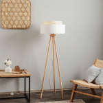 DUOLLA LAMPADAIRE BOHO, TRÉPIED CRÈME BLANC/ROTIN