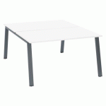 PÔLE 2 BUREAUX ECLA BLANC L 140 X P 80 CM PIÈTEMENT MÉTAL FINITION ANTHRACITE