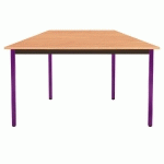 TABLE MODULAIRE DOMINO TRAPEZE - L. 120 X P. 60 CM - PLATEAU HETRE - PIEDS PRUNE