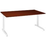BUREAU DROIT ACTUAL - L. 140 X P. 80 CM - PLATEAU WENGÉ - PIEDS L BLANC