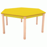 TABLE CLASSIK HEXAGONALE RÉGLABLE T0 À T3 - JAUNE/HÊTRE - MANUTAN COLLECTIVITÉS