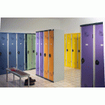 VESTIAIRE IND. SALISSANTE S/SOCLE L 120 CM - 3 COLONNES SERRURE À CODE COL BLEU - MANUTAN COLLECTIVITÉS