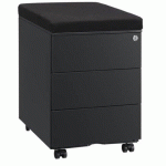 CAISSON MOBILE MÉTAL 3 TIROIRS ANTHRACITE AVEC COUSSIN NOIR