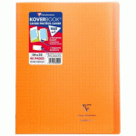 LOT DE 10 - CAHIER PIQUÉ KOVERBOOK 24X32 CM 48 PAGES GRANDS CARREAUX COUVERTURE POLYPROPYLÈNE TRANSPARENT - ORANGE