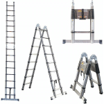 HSHA - MARCHEPIEDS ESCAMOTABLES, ÉCHELLE TÉLESCOPIQUE, ESCABEAU TELESCOPIQUE PLIABLE, ECHELLE ESCAMOTABLE EN ACIER INOXYDABLE, CHARGE MAX 150 KG (5M