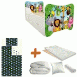 PACK COMPLET LIT MADAGASCAR LIT +SOMMIER+TIROIR DE RANGEMENT +MATELAS & PARURE+COUETTE+OREILLER - 70 X140 CM