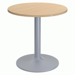 TABLE RONDE EXCELLENS PLATEAU D 80 CM HÊTRE - 3 PERSONNES - PIED MÉTAL TULIPE ALU RAL 9006