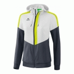 VESTE À CAPUCHE - ERIMA - TRACKTOP SQUAD FEMME BLANC/SLATE GREY/BIO LIME