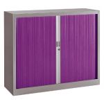 ARMOIRE MÉTAL CLASSTOUT COLOR - A RIDEAUX - L. 120 X H. 100 CM - CORPS ALUMINIUM  - RIDEAUX PRUNE