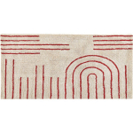 BELIANI - TAPIS MODERNE AVEC MOTIF MINIMALISTE 80 X 150 CM EN COTON BEIGE ET ROUGE RECTANGULAIRE POUR INTÉRIEUR STYLE SCANDINAVE BEIGE