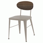 CHAISE AUSTIN DOS PIN VIEILLI FONCÉ - ASS/PIÈT ACIER TAUPE - JAYSO