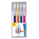 PAPERMATE POCHETTE DE 4 STYLOS BILLE ENCRE GEL RÉTRACTABLE SILKWRITER, COLORIS ASSORTIS