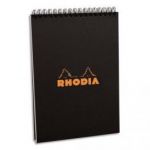 RHODIA BLOC RELIURE INTÉGRALE EN-TÊTE COUVERTURE NOIRE N°16 FORMAT 14.8X21CM RÉGLURE 5X5