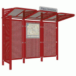 ABRI BUS CONVIVIALE 3 M ACIER BARDAGE GAUCHE ROUGE 3004 - PROCITY