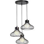 AXHUP - LUSTRE SUSPENSION INDUSTRIELLE RÉTRO 23CM PLAFONNIER LUMINAIRE EN FER CAGE ABAT-JOUR NOIR