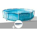 KIT PISCINE TUBULAIRE INTEX METAL FRAME OCEAN RONDE 3,05 X 0,76 M + BÂCHE DE PROTECTION