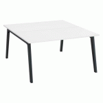PÔLE DE 2 BUREAUX EDEN ARCHE BLANC + GOULOTTE L 140 CM PIÈTEMENT CARBONE