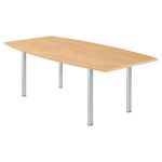 TABLE TONNEAU ACTUAL L. 200 X 100 CM - PLATEAU CHÊNE  - 4 PIEDS CARRÉS ALUMINIUM