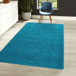 JADOREL - 80X80 ROND - TAPIS SHAGGY SHAGGY DRE BLEU 80X80 ROND OEKO TEX® EN POLYPROPYLÈNE DOUX ET SOYEUX - BLEU