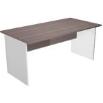 BUREAU DROIT PRONTO TENDANCE - L.160 X P.80 CM - PLATEAU CENDRE - PIEDS PLEINS ALUMINIUM