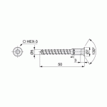 VIS DE FIXATION POUR MEUBLE - TÊTE FRAISÉE 6 PANS - PAR 500 - 5X50 EMUCA