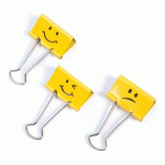 PINCE DOUBLE CLIP EMOJIS JAUNE 19 MM RAPESCO - BOÎTE DE 20