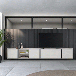 SKRAUT HOME - MEUBLE TV EFFET BOIS BEIGE 309X35X50CM SUSPENDU