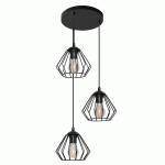 HELAM SUSPENSION AGAT NOIRE, À 3 LAMPES RONDE