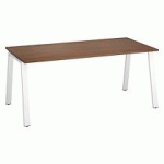 BUREAU DROIT INDIVIDUEL NOYER 180 X 80 CM, PIÉTEMENT MÉTAL BLANC - ARCH