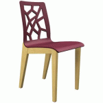 CHAISE IRISS 4 PIEDS COQUE BORDEAUX/HÊTRE NATUREL