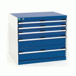 ARMOIRE D\'ATELIER À TIROIRS CUBIO SL-857-5 GRIS CLAIR / BLEU - MANUTAN COLLECTIVITÉS