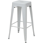 TABOURET DE BAR HHG 844, CHAISE DE COMPTOIR, MÉTAL, EMPILABLE, DESIGN INDUSTRIEL BLANC - WHITE