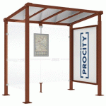 ABRI BUS MILAN 2.50 M 1 VITRINE 1 BARDAGE LAT. ASPECT CORTEN - PROCITY