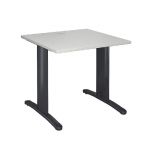 BUREAU DROIT IMEDIA - L. 80 X P. 80 CM - PLATEAU GRIS - PIEDS ANTHRACITE