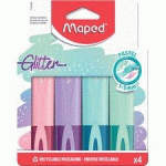 LOT DE 4 - SURLIGNEUR GLITTER PASTEL, ÉTUI CARTON DE 4