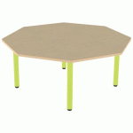 TABLE CARÉLIE OCT Ø120 T2 STR POLY. HÊTRE MIEL BEIGE/VERT AC - MOBIDECOR