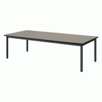 TABLE MALIBU 180X80 T1 4P STR ANTIB GRIS U727/NOIR GRIS 7016