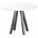 TABLE RÉUNION EVAN Ø 100 CM PIED NOIR PLATEAU BLANC - MBA