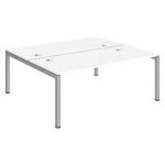PÔLE 2 BUREAUX L 180 CM PLATEAUX BLANC, PIÈTEMENT MÉTAL ALUMINIUM - TEAM LINE