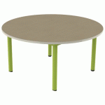 TABLE CARÉLIE MOB ROND Ø120 T3 STR POLY. HM. BEIGE/VERT ACI - MOBIDECOR