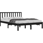 CADRE DE LIT NOIR BOIS DE PIN MASSIF 120X190 CM PETIT DOUBLE - VIDAXL