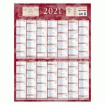 CALENDRIER ANNUEL MURAL 2027 - 14 MOIS RECTO / BLANC VERSO - 55 X 43 CM - ROUGE