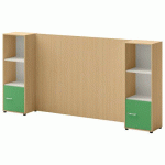 ENSEMBLE MEUBLE TV ET RANGEMENT IVO N°3 CHÊNE/PORTE VERT - QUADRIFOGLIO