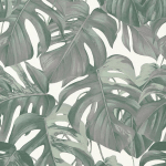 BRICOFLOR - PAPIER PEINT JUNGLE PAPIER PEINT EXOTIQUE TAPISSERIE JUNGLE TAPISSERIE TROPICALE PAPIER PEINT INTISSÉ GRIS VERT BLANC - 10,05 X 0,53 M