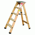 ESCABEAU PROFESSIONNEL EN BOIS - 3 MARCHES + TABLETTE OUTIFRANCE