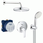 GROHE - EUROSMART SET DE DOUCHE TOUT EN 1 AVEC DOUCHE DE TÊTE 21CM + DOUCHETTE 2 JETS, CHROME (25219001-PERFECT)