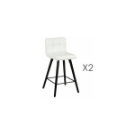 LOT DE 2 TABOURETS DE BAR 39X43X91 CM BLANC ET ANTHRACITE - ASTORIA